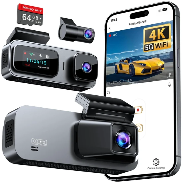 Main image of Anyski 3 Channel 4K Dash Cam Front and Rear Inside, Built-in 5G WiFi, 4K+1080P+1080P Dash Camera for Cars with 64GB Card, Dashcam with Loop Recording, G-Sensor, 24H Parking Monitor, Silver