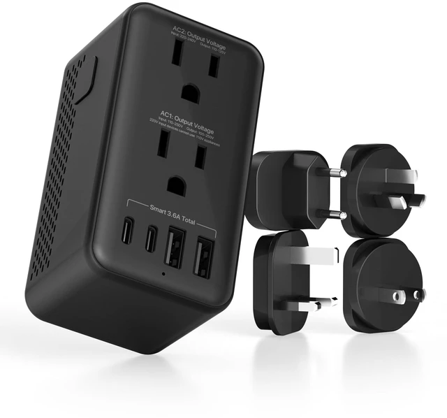 Main image of 2000W 220V to 110V Voltage Converter US to Europe for Hair Dryer, Converter for European Travel, 6-in-1 Charging with 4 Plugs for Travel Worldwide