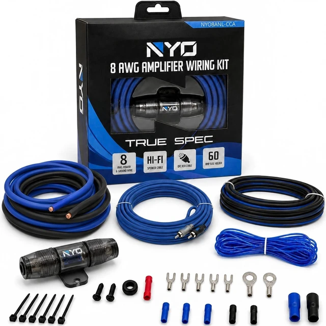 Main image of 8 Gauge Amp Wiring Kit for Car Audio Systems, Subwoofers, Speakers and Amps