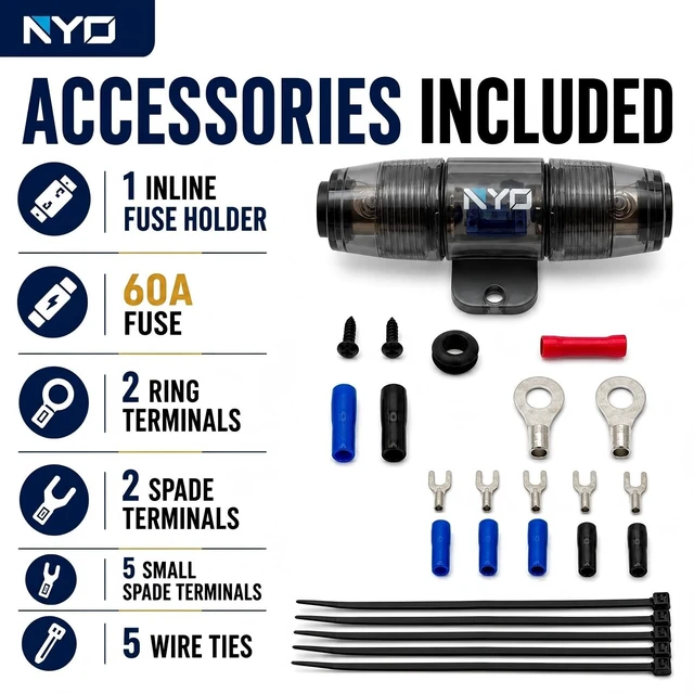Alt view image 5 of 5 - 8 Gauge Amp Wiring Kit for Car Audio Systems, Subwoofers, Speakers and Amps