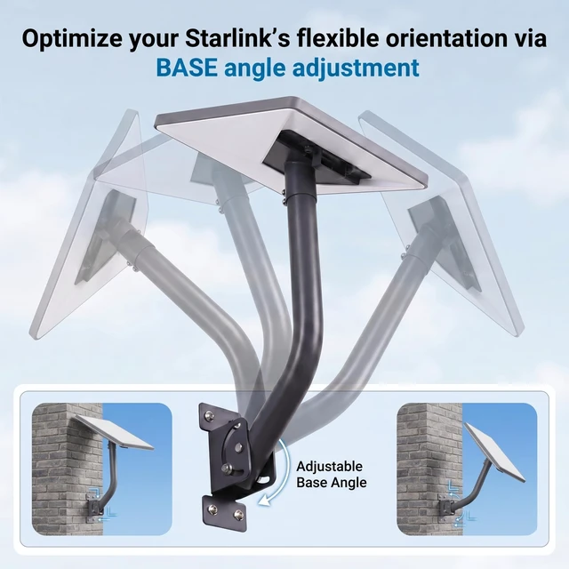 Alt view image 4 of 5 - Starlink Mini Wall Mount, Heavy Duty J-Pole Bracket, Adjustable Roof Mount