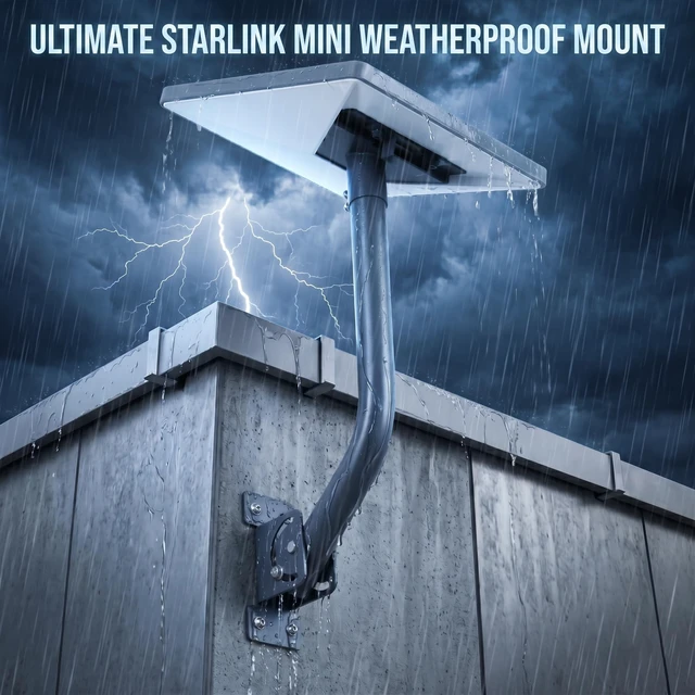 Alt view image 5 of 5 - Starlink Mini Wall Mount, Heavy Duty J-Pole Bracket, Adjustable Roof Mount