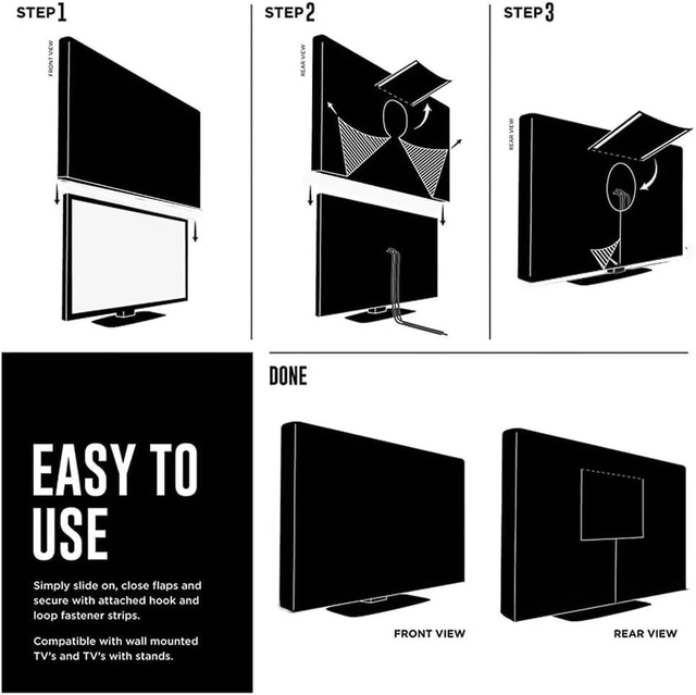 Alt view image 5 of 5 - Waterproof Outdoor TV Covers for 65 to 70 inches Outside TV, Flat TV Cover