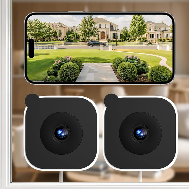 Main image of 2K No-Drill Window Camera, WiFi Window Cameras for Home Security, 2 Pack