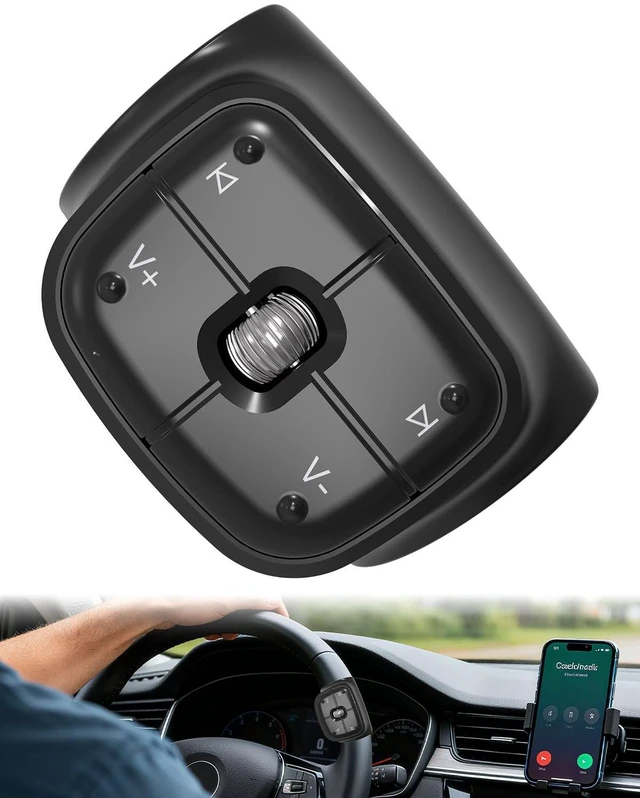 Main image of Media Button Remote Selfie Control for Steering Wheel Car Type-C Charging Liking Short Videos While Scrolling Siri Call & Camera Music Compatible iPhone 16 Pro/16 Samsung Galaxy or Any Android D