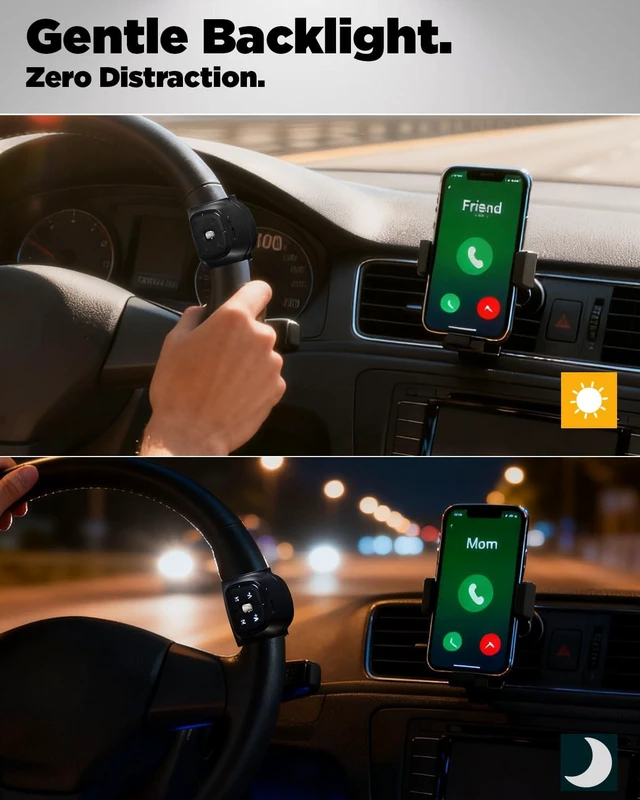 Alt view image 5 of 5 - Media Button Remote Selfie Control for Steering Wheel Car Type-C Charging Liking Short Videos While Scrolling Siri Call & Camera Music Compatible iPhone 16 Pro/16 Samsung Galaxy or Any Android D