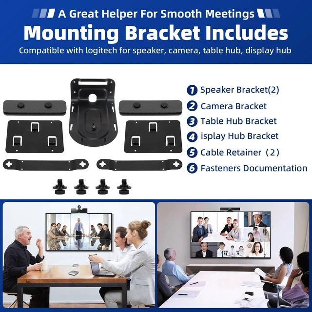 Alt view image 3 of 5 - Opergen Video/Rally Mounting Kit Compatible with Logitech Rally and Rally Plus Mounting Bracket for Speakers, Cameras, Desktop Hubs, and Display Hubs, 939-001644 Rally Mounting Kit