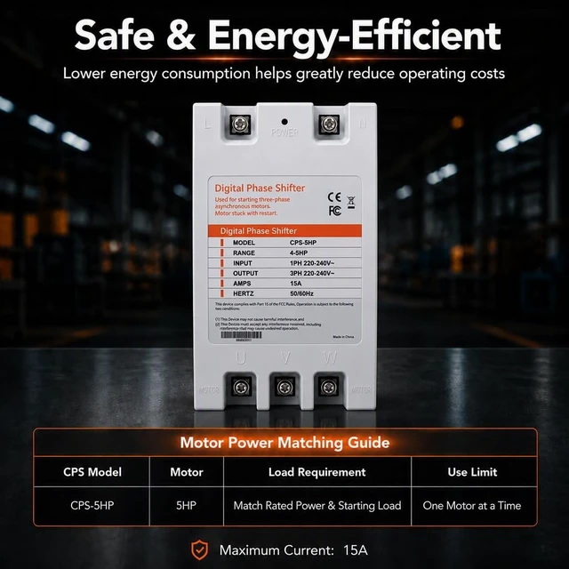 Alt view image 5 of 5 - HoldwellS Digital Phase Converter-5HP 15A 220V Single to 3 Phase Converter