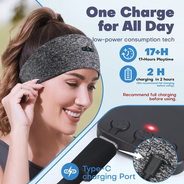 Alt view image 2 of 5 - TOPIEI Sleep Headphones Bluetooth Headband for Side Sleeper 2-Pack, 17H Playtime, Wireless Headband Headphones with HD Stereo Speakers for Workout,Running,Yoga, Ideal Gifts for Men, Women, Teen
