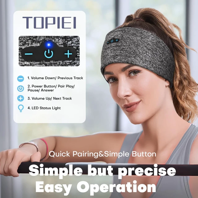 Alt view image 4 of 5 - TOPIEI Sleep Headphones Bluetooth Headband for Side Sleeper 2-Pack, 17H Playtime, Wireless Headband Headphones with HD Stereo Speakers for Workout,Running,Yoga, Ideal Gifts for Men, Women, Teen