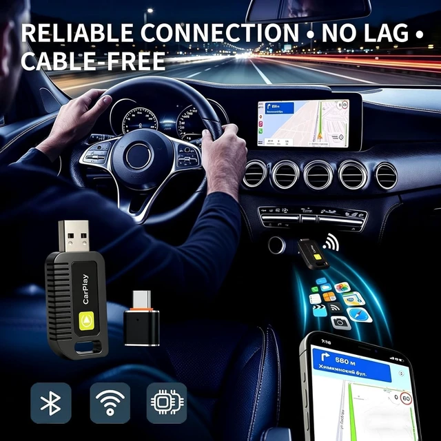 Alt view image 5 of 5 - INNAFELX 2-in-1 Wireless CarPlay Adapter for iPhone & Android Devices