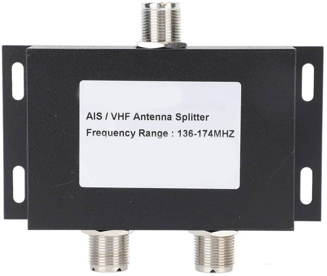 Main image of 2 Way Antenna Power Splitter Dual Port Antenna Splitter 2 Way RF Splitter 136-174MHz for AIS Transponders VHF Radios with Aluminum Alloy Casing Design for Marine Systems