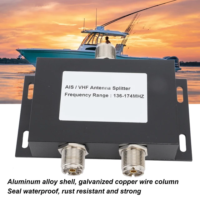 Alt view image 2 of 5 - 2 Way Antenna Power Splitter Dual Port Antenna Splitter 2 Way RF Splitter 136-174MHz for AIS Transponders VHF Radios with Aluminum Alloy Casing Design for Marine Systems