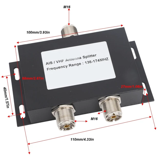 Alt view image 4 of 5 - 2 Way Antenna Power Splitter Dual Port Antenna Splitter 2 Way RF Splitter 136-174MHz for AIS Transponders VHF Radios with Aluminum Alloy Casing Design for Marine Systems