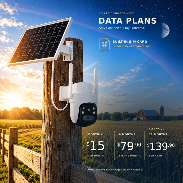 Alt view image 3 of 5 - Sunrain 24/7 Recording 4G LTE Solar Security Camera Outdoor No Wi-Fi 2K Night Vision Two-Way Talk