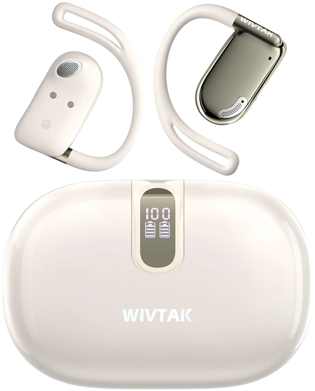Main image of WIVTAK Wireless Earbuds, Open-Ear Sports Bluetooth Headphones, Acoustic Chamber Audio, ANC Call Noise Reduction, Smart Digital Display, Physical Buttons, IPX5 Water Resistant, for Cycling Worko