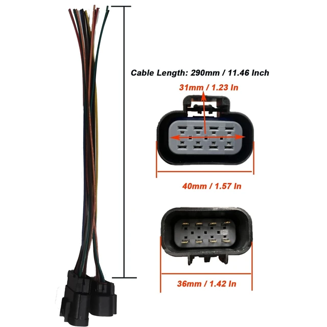 Alt view image 5 of 5 - Micarun 8 Pins Male and Female Projector Headlight LED DRL Wiring Harness Connector Pigtail Plug for Volvo VNL 20042018 82329124, 82329127