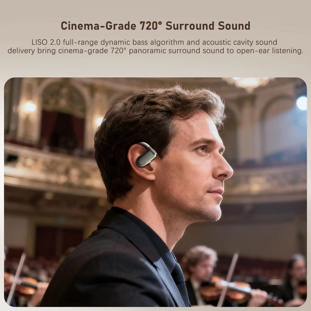 Alt view image 3 of 5 - WIVTAK Wireless Earbuds, Open-Ear Sports Bluetooth Headphones, Acoustic Chamber Audio, ANC Call Noise Reduction, Smart Digital Display, Physical Buttons, IPX5 Water Resistant, for Cycling Worko