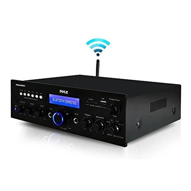 Alt view image 4 of 4 - Pyle PDA6BU Amplifier Receiver Stereo, Bluetooth, AM/FM Radio, USB Flash Reader, Aux input (3.5mm) LCD Display, 200 Watt - Bundle With Enrock 50ft 16g Speaker Wire