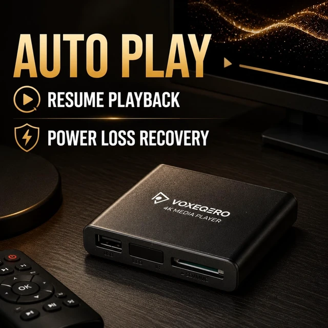 Alt view image 5 of 5 - 4K Media Player for TV, USB SD Playback, HDMI AV Output, Auto Resume