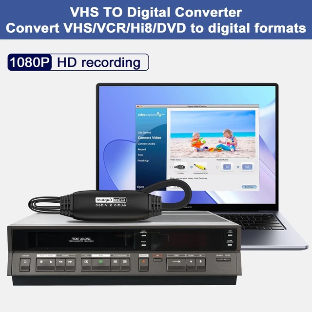 Alt view image 2 of 5 - VHS to Digital Converter 1080P, RCA to USB Capture Card, Video Capture - Convert VHS VCR Hi8 to Digital Video Converter for Mac OS, Windows 7 8 10 11, Compatible with Camcorder Camera PC TV
