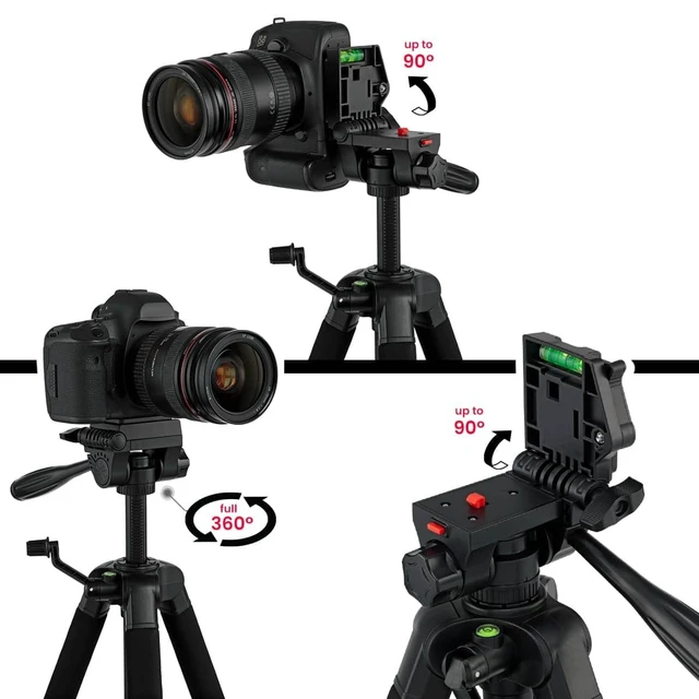 Alt view image 4 of 5 - Creative Mark Apex Tripod for Camera - Lightweight Aluminum Camera Tripod Stand with 360 Pan, 90 Forward Backward & Side Tilt, Adjustable Height, Quick-Release Plate and Nylon Carrying Case