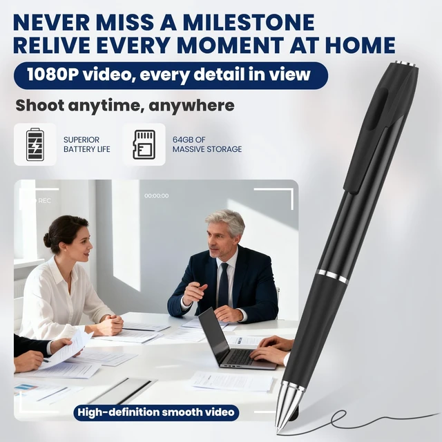 Alt view image 2 of 5 - Ytcku Hidden Camera Pen with 64GB, 1080P Indoor Security Camera for Office and Study, Pet Camera for Home Safety