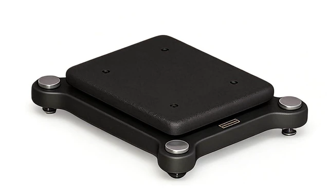 Main image of Compact low-profile subwoofer isolation stand with adjustable spikes, rubber feet, 2-level speaker platform, stabilizer base, and wheels for studio monitors and floor speakers.(Black#1,35x40cm)