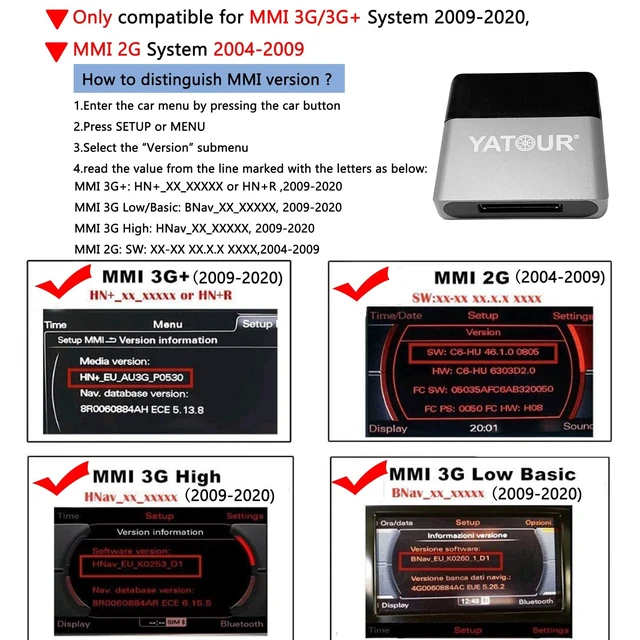 Alt view image 2 of 5 - Bluetooth Car Music Adapter Interface Compatible for A3 A4 A5 A6 A7 Q3 Q5 Q7 A8 TT A1 S3 S4 S5 S6 S7 S8 with MMI 3G/3G+ System 09-2020