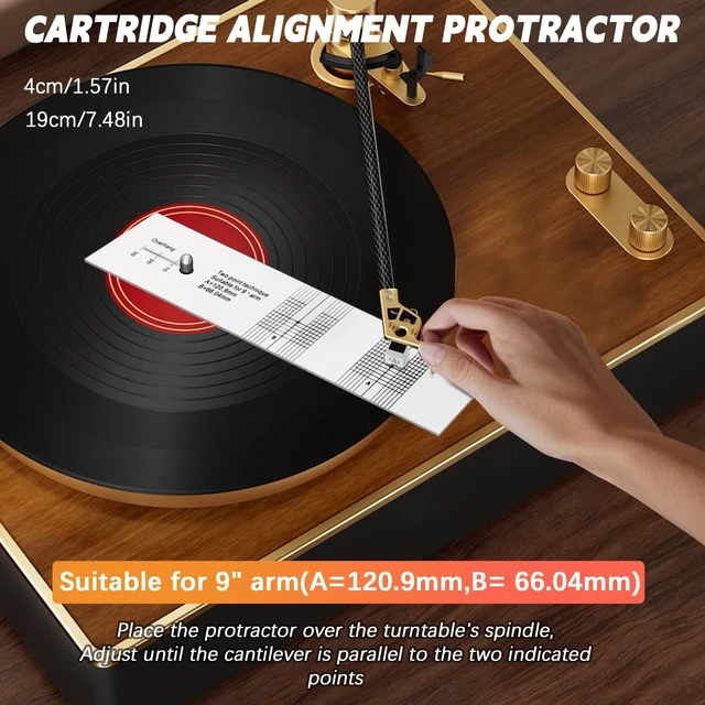 Alt view image 4 of 5 - 12-in-1 Vinyl Record Cleaning Kit,Turntable Cartridge Alignment Kit with Digital Scale,Azimuth Ruler,Alignment Protractor,Spirit Level,Velvet Brush,Stylus Brush,Record Mitts,Cleaning Cloth