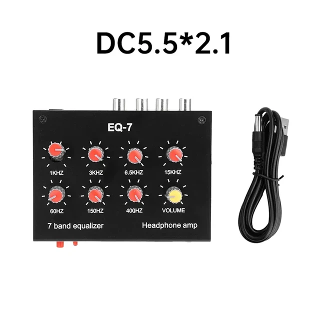 Alt view image 4 of 5 - 7 Band Car Audio Pre-Amp Graphic Equalizer, Dual Channel Digital Sound Equalizer 12db High Bass Adjustment With 3.5mm Interface, Eq Output Input, 60-400hz, 1-15khz, Dc5v12v for Recording, Streaming