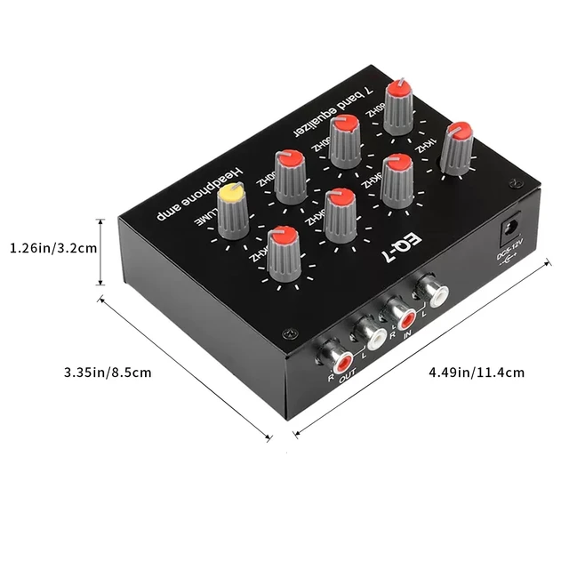 Alt view image 5 of 5 - 7 Band Car Audio Pre-Amp Graphic Equalizer, Dual Channel Digital Sound Equalizer 12db High Bass Adjustment With 3.5mm Interface, Eq Output Input, 60-400hz, 1-15khz, Dc5v12v for Recording, Streaming