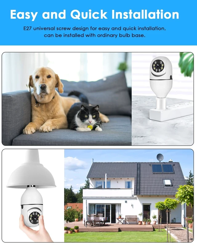 Alt view image 2 of 5 - OFYOO Light Bulb Security Camera Wireless Outdoor Indoor 2.4G WiFi Security Cameras for Home Security 360 PTZ Camera Motion Detection and Alarm Two-Way Audio Based E27 Light Bulb Socket