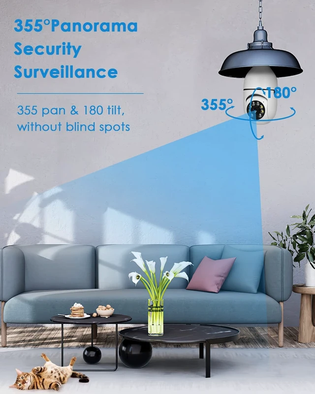 Alt view image 5 of 5 - OFYOO Light Bulb Security Camera Wireless Outdoor Indoor 2.4G WiFi Security Cameras for Home Security 360 PTZ Camera Motion Detection and Alarm Two-Way Audio Based E27 Light Bulb Socket