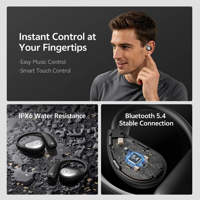 Alt view image 4 of 5 - HJSlucky 2026 Open Ear Earbuds, 70H Playtime, 14.2mm Dynamic Drivers, IPX6