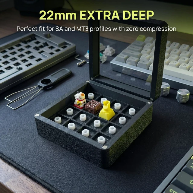 Alt view image 2 of 5 - Jyvoxia 16-Slot Artisan Keycap Display Case, Extra Deep Storage