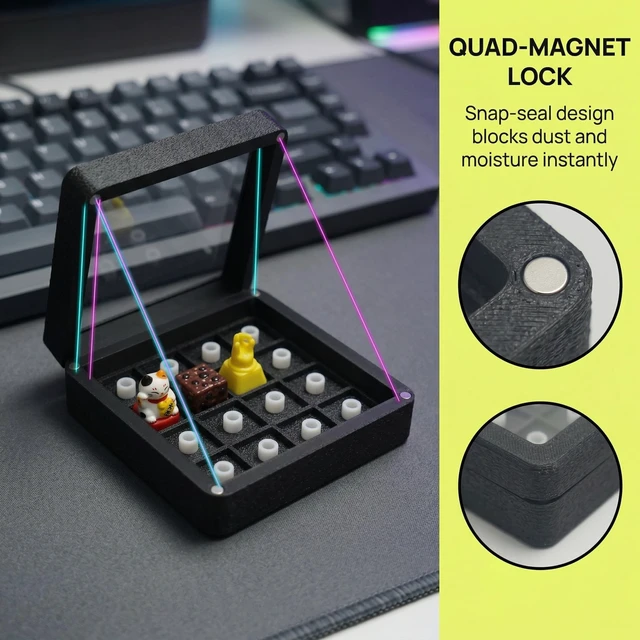 Alt view image 3 of 5 - Jyvoxia 16-Slot Artisan Keycap Display Case, Extra Deep Storage
