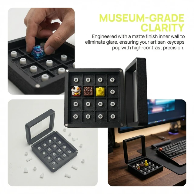 Alt view image 4 of 5 - Jyvoxia 16-Slot Artisan Keycap Display Case, Extra Deep Storage