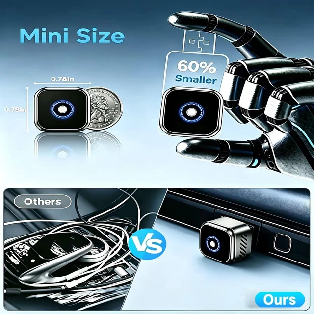 Alt view image 5 of 5 - Ultra Mini Wireless CarPlay Adapter for iPhone Android 2026 Next-Gen 2 in 1 Wireless CarPlay 5s Auto Reconnect, One-Click Switch for Two Phones, 5.8GHz WiFi+Bluetooth5.4Adapter Stable &