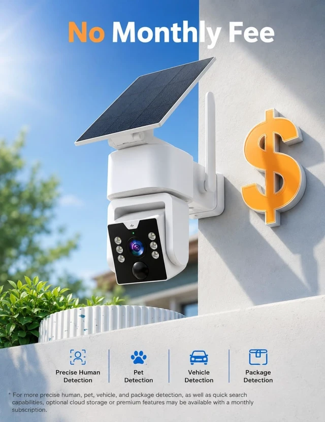 Alt view image 2 of 5 - Visiocore Solar Security Cameras Wireless Outdoor, No Subscription 500GB HDD, No Subscription, 2.4G & 5G WiFi, 2-Way Audio,Solar-Powered, 4MP, 4 Cam-Kit,Color Night Vision,360 View Pan & Tilt