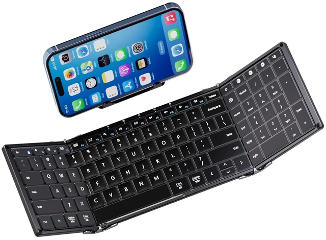 Main image of MICOGIMI Full-Size Foldable Bluetooth Keyboard with Numeric Keypad, Portable Keyboard Designed for Medium to Large Hands, Multi-Device Sync, Folding Keyboard for iPad Tablet Smartphone Laptop - Black