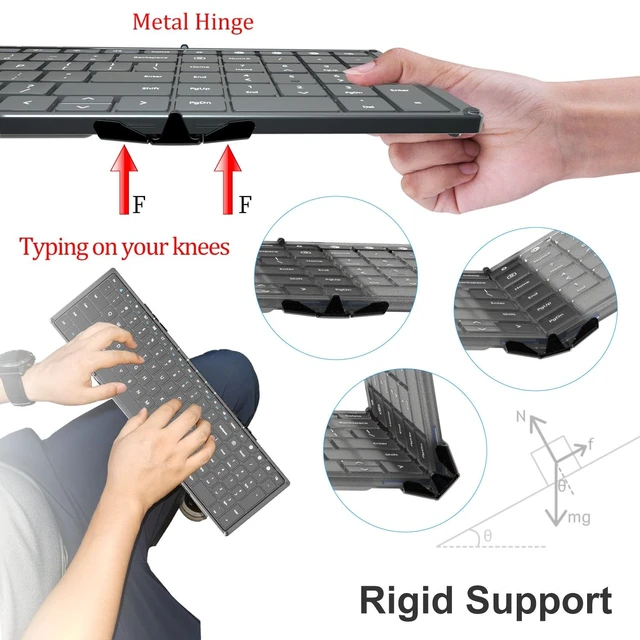 Alt view image 3 of 5 - MICOGIMI Full-Size Foldable Bluetooth Keyboard with Numeric Keypad, Portable Keyboard Designed for Medium to Large Hands, Multi-Device Sync, Folding Keyboard for iPad Tablet Smartphone Laptop - Black