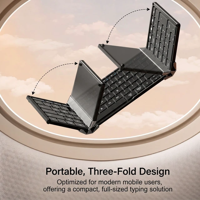 Alt view image 2 of 5 - MICOGIMI Full-Size Foldable Bluetooth Keyboard with Numeric Keypad, Portable Keyboard Designed for Medium to Large Hands, Multi-Device Sync, Folding Keyboard for iPad Tablet Smartphone Laptop - Black