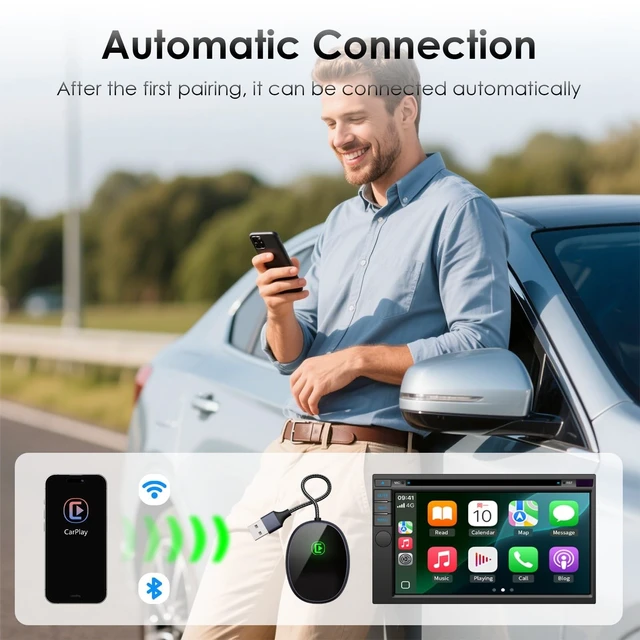 Alt view image 4 of 5 - Emanjor Wireless CarPlay Adapter for Apple iPhone, Converts Wired to Wireless Mini USB Car Play Adapter, Compatible with iPhone iOS 10+, Only for Cars with Built-in Carplay