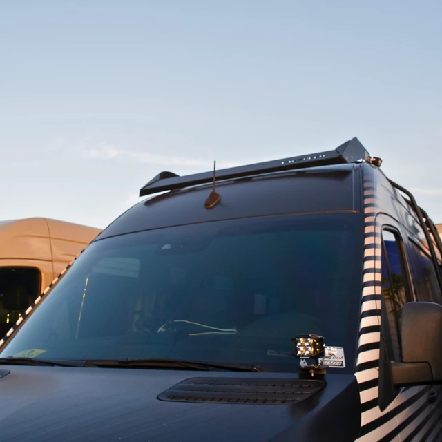 Alt view image 2 of 5 - VanMart Vanspeed Sprinter Short Antenna for 2019+ Mercedes-Benz Sprinter - 7.375" Compact Replacement - Stealth Look, No Tools Install - Black Rubberized Finish - Threads into Factory Position