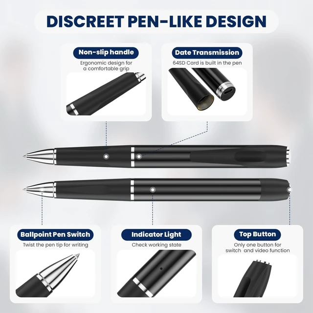 Alt view image 4 of 5 - Ytcku Hidden Camera Pen with 64GB, 1080P Indoor Security Camera for Office and Study, Pet Camera for Home Safety