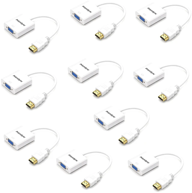 Main image of PrismSync HDMI to VGA Adapter 10-Pack for Laptop to Projector 1080p