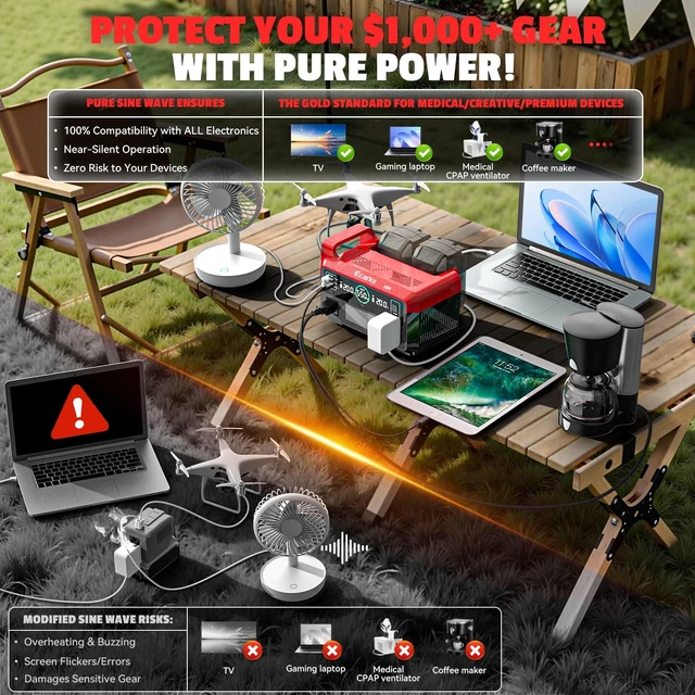 Alt view image 2 of 5 - Ecarke 550W Portable Power Inverter Compatible with Milwaukee 18V Battery, DC 18V to AC 110V Pure Sine Wave Power Station 2 AC Outlets, 2 USB-A&1 USB-C 20W, 600LM LED Outdoor Emergency Use (Tool Only)