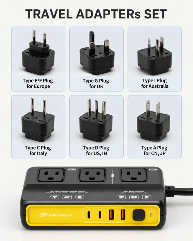 Alt view image 2 of 5 - 220V to 110V Power Converter EU to US, 2000W Voltage Converter for Europe Travel, Travel Power Converter with 2 USB-C & 2 USB-A Outputs, Travel Adapter Kit Include Type A/B/C/E/F/G/I/L - Black