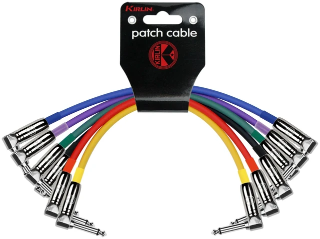 Main image of Kirlin Cable IP6-243PN-01 - 1 Foot - Right Angle 1/4-Inch Plugs Colored Patch Cable
